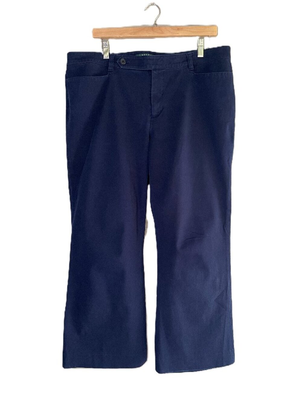 Lauren Ralph Lauren Adelle Wide Leg Ankle Length Chino Pants Navy Blue Size: 16